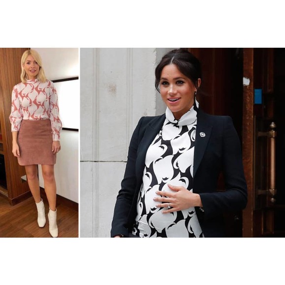 Reiss Tops - Reiss Adina Swirl Printed Blouse in Pink/White